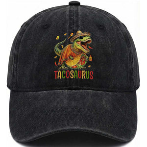Cinco De Mayo Tacosaurus Washed Cotton Baseball Cap Funny Dinosaur Taco Lover Gift TS12 Print Your Wear