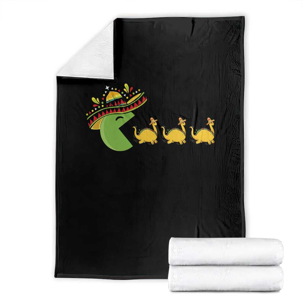 Funny Retro Game Tacosaurus Throw Blanket Cinco De Mayo Taco Lover Gift TS12 Black Print Your Wear