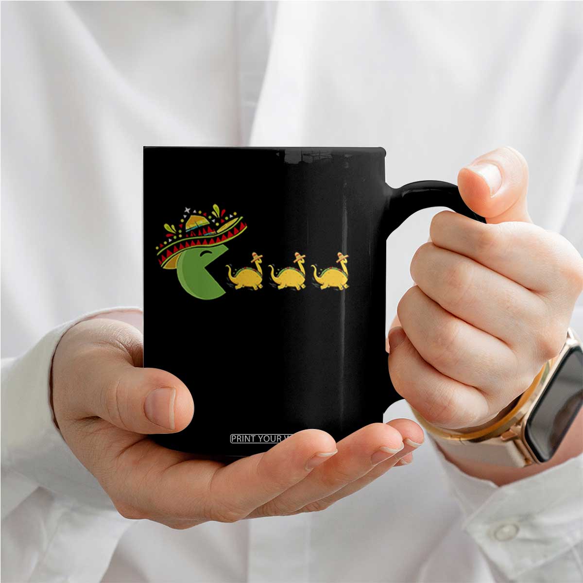 Funny Retro Game Tacosaurus Coffee Mug Cinco De Mayo Taco Lover Gift TS12 Print Your Wear