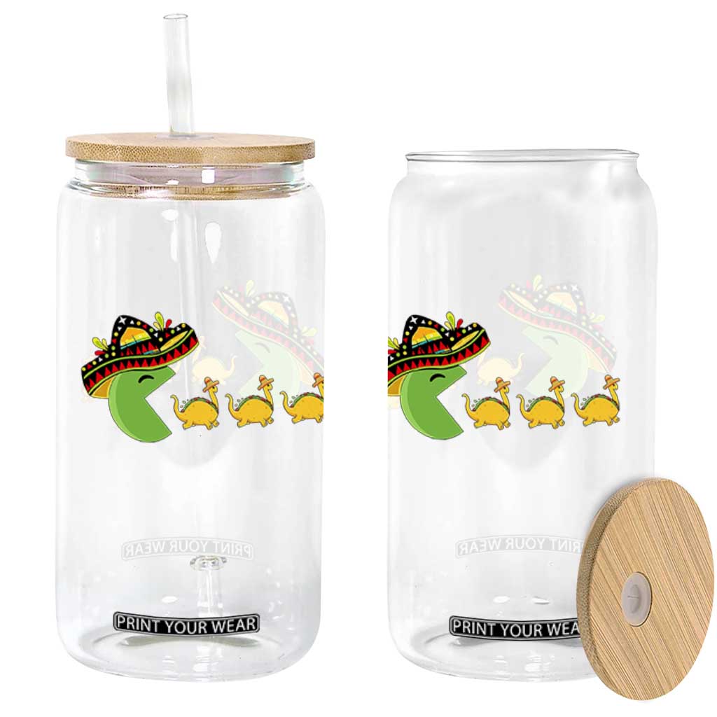 Funny Retro Game Tacosaurus Glass Can Cinco De Mayo Taco Lover Gift TS12 Print Your Wear