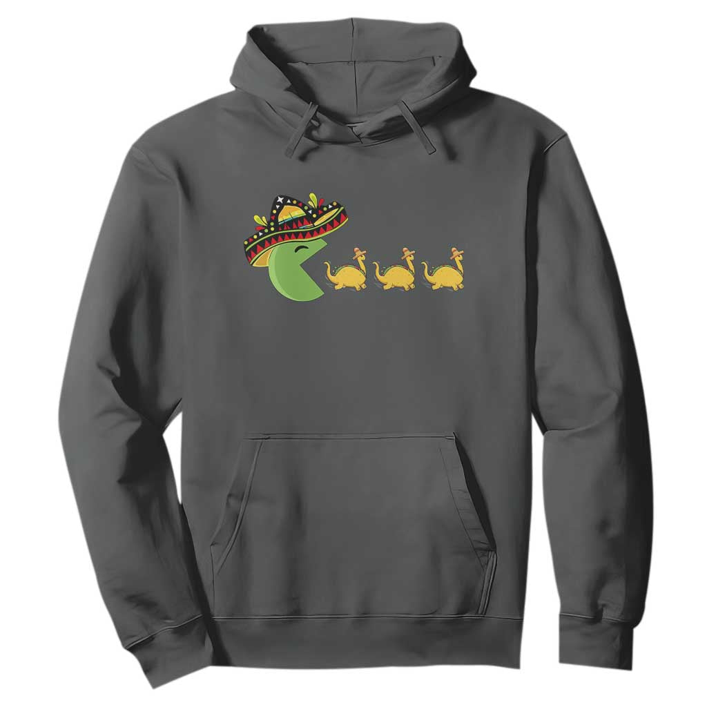 Funny Retro Game Tacosaurus Hoodie Cinco De Mayo Taco Lover Gift TS12 Dark Heather Print Your Wear