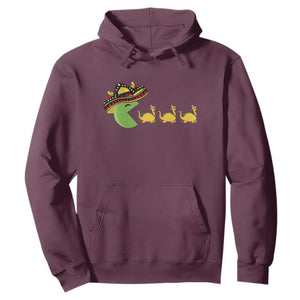 Funny Retro Game Tacosaurus Hoodie Cinco De Mayo Taco Lover Gift TS12 Maroon Print Your Wear