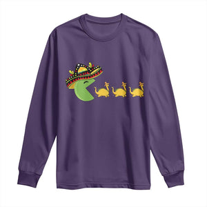 Funny Retro Game Tacosaurus Long Sleeve Shirt Cinco De Mayo Taco Lover Gift TS12 Purple Print Your Wear