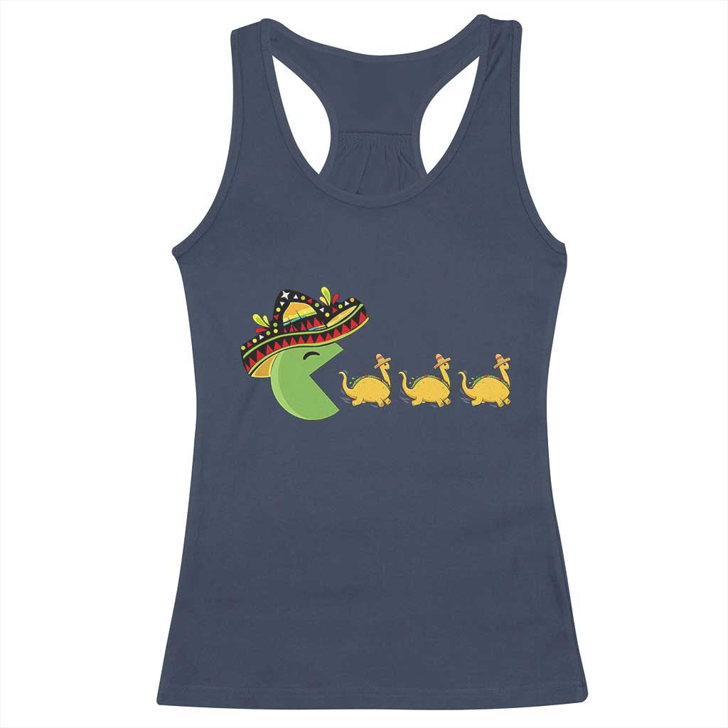 Funny Retro Game Tacosaurus Racerback Tank Top Cinco De Mayo Taco Lover Gift TS12 Navy Print Your Wear