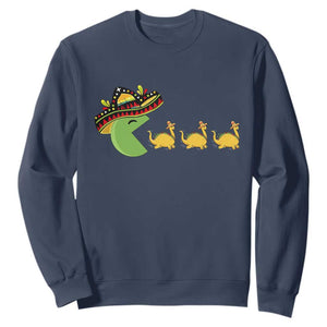 Funny Retro Game Tacosaurus Sweatshirt Cinco De Mayo Taco Lover Gift TS12 Navy Print Your Wear