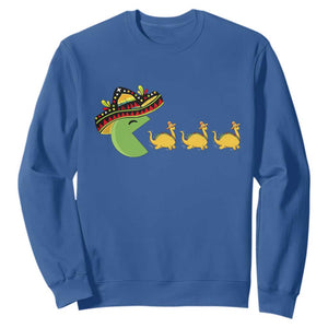 Funny Retro Game Tacosaurus Sweatshirt Cinco De Mayo Taco Lover Gift TS12 Royal Blue Print Your Wear