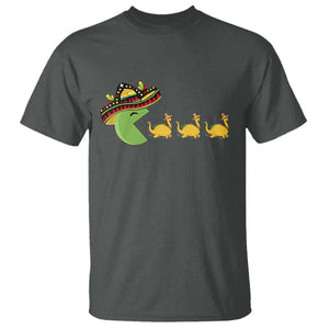 Funny Retro Game Tacosaurus T Shirt Cinco De Mayo Taco Lover Gift TS12 Dark Heather Print Your Wear