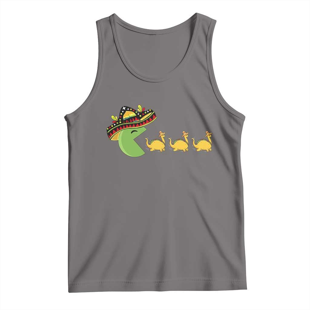 Funny Retro Game Tacosaurus Tank Top Cinco De Mayo Taco Lover Gift TS12 Deep Heather Print Your Wear