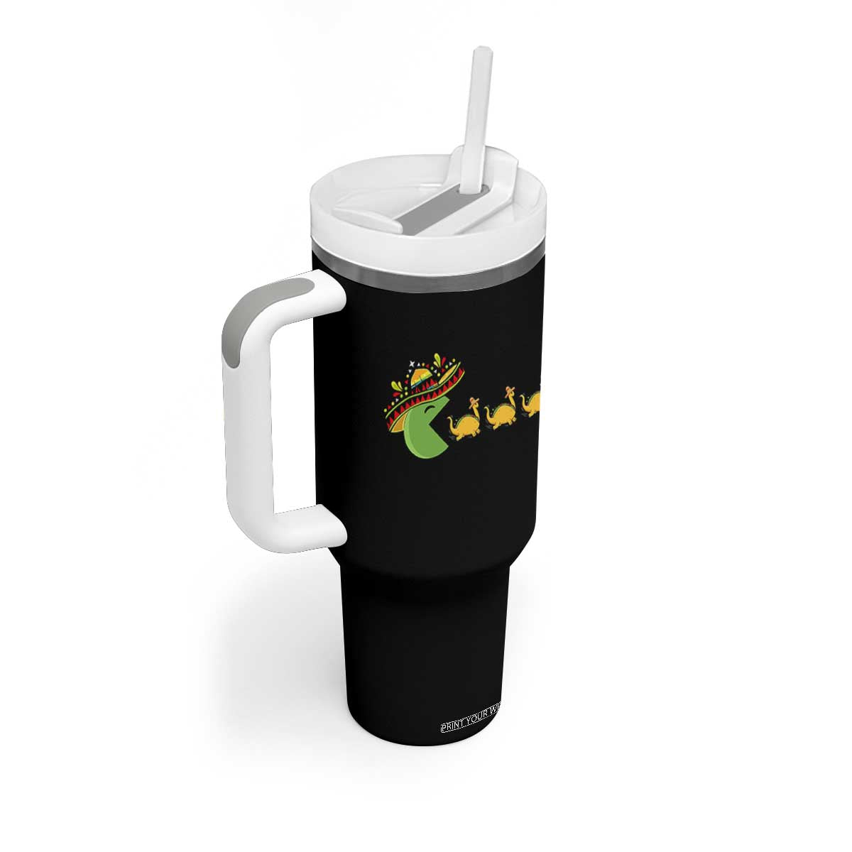 Funny Retro Game Tacosaurus Tumbler With Handle Cinco De Mayo Taco Lover Gift TS12 Print Your Wear