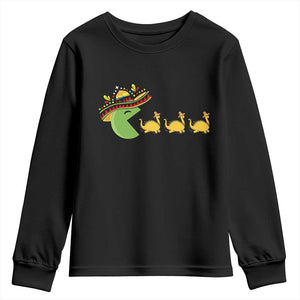 Funny Retro Game Tacosaurus Youth Sweatshirt Cinco De Mayo Taco Lover Gift TS12 Black Print Your Wear