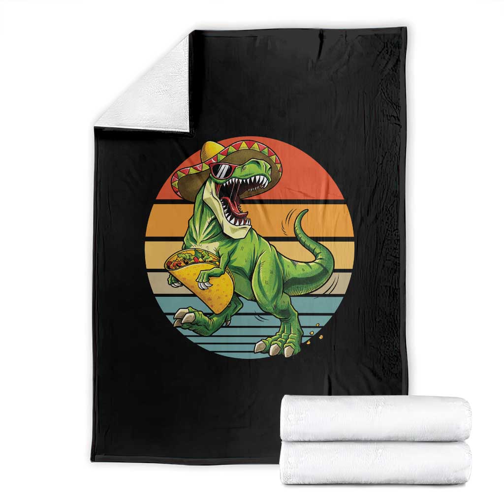 Vintage Dinosaur Taco Lover Throw Blanket Cinco De Mayo Gift TS12 Black Print Your Wear