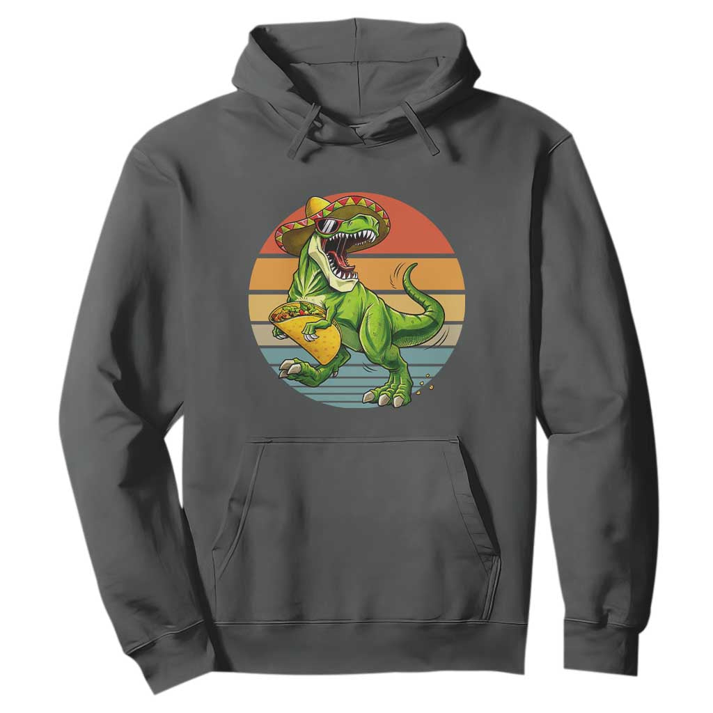 Vintage Dinosaur Taco Lover Hoodie Cinco De Mayo Gift TS12 Dark Heather Print Your Wear
