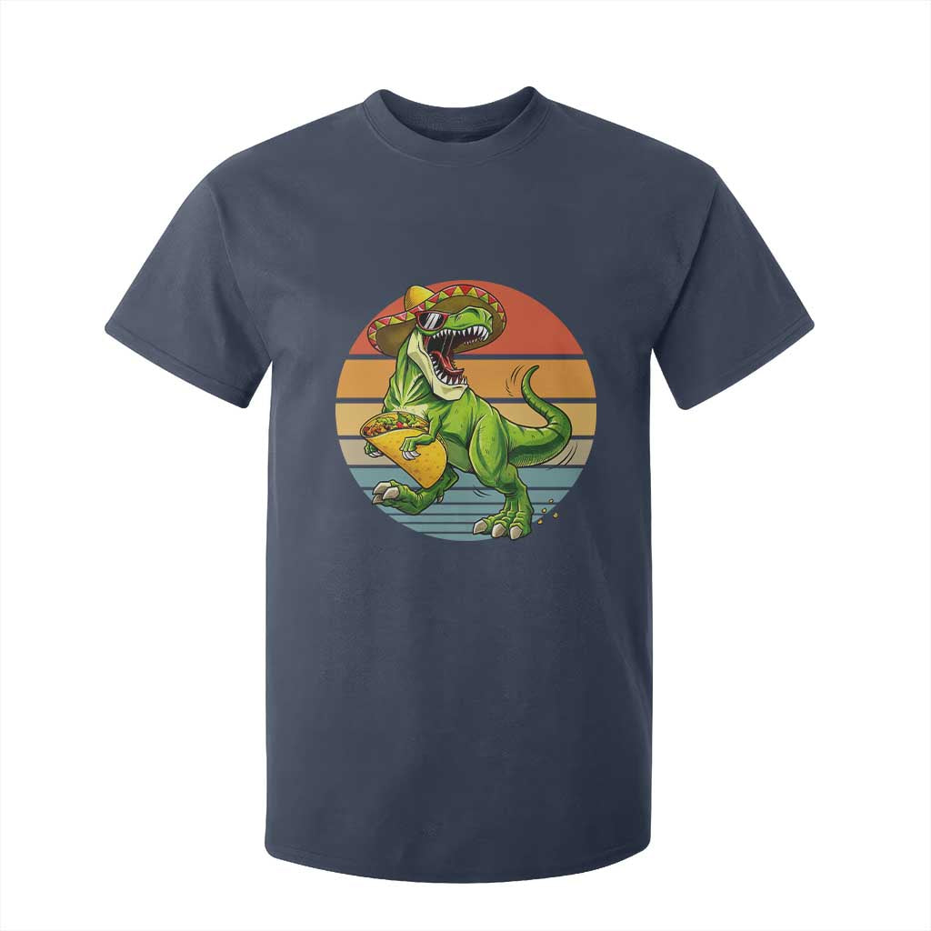 Vintage Dinosaur Taco Lover T Shirt For Kid Cinco De Mayo Gift TS12 Navy Print Your Wear