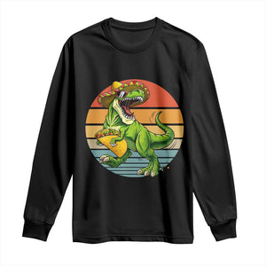 Vintage Dinosaur Taco Lover Long Sleeve Shirt Cinco De Mayo Gift TS12 Black Print Your Wear
