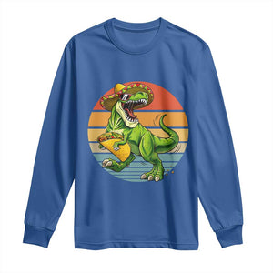 Vintage Dinosaur Taco Lover Long Sleeve Shirt Cinco De Mayo Gift TS12 Royal Blue Print Your Wear