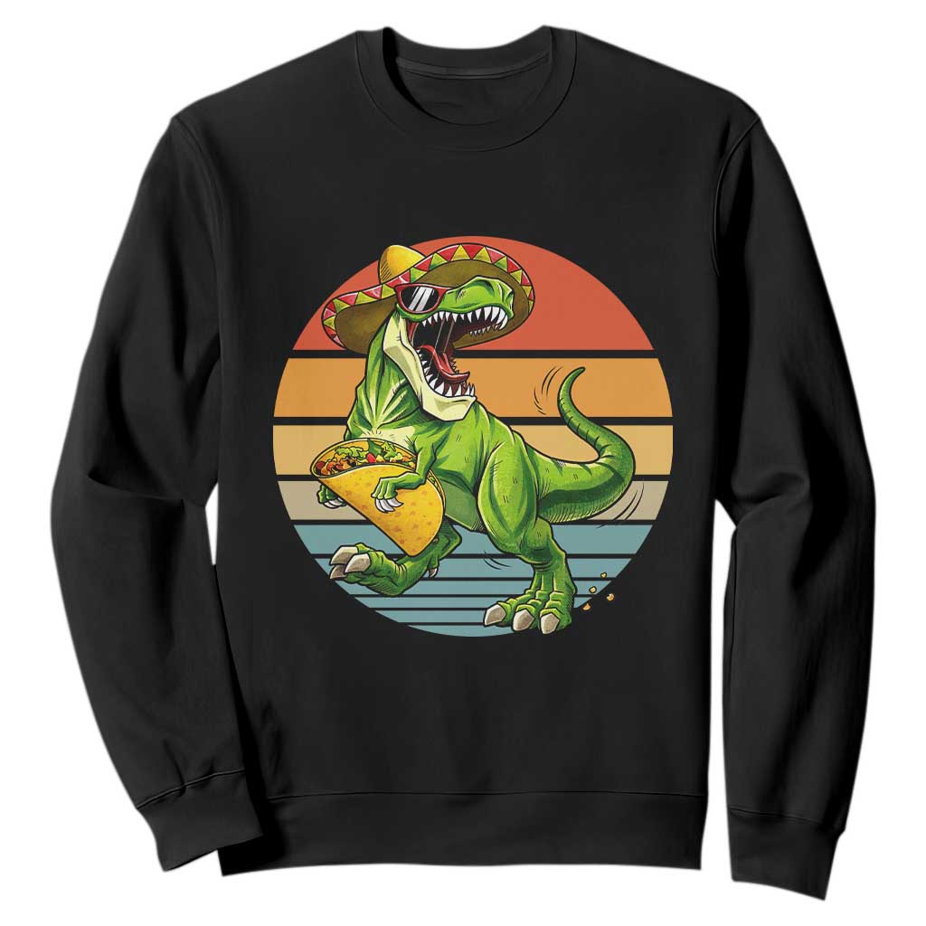 Vintage Dinosaur Taco Lover Sweatshirt Cinco De Mayo Gift TS12 Black Print Your Wear