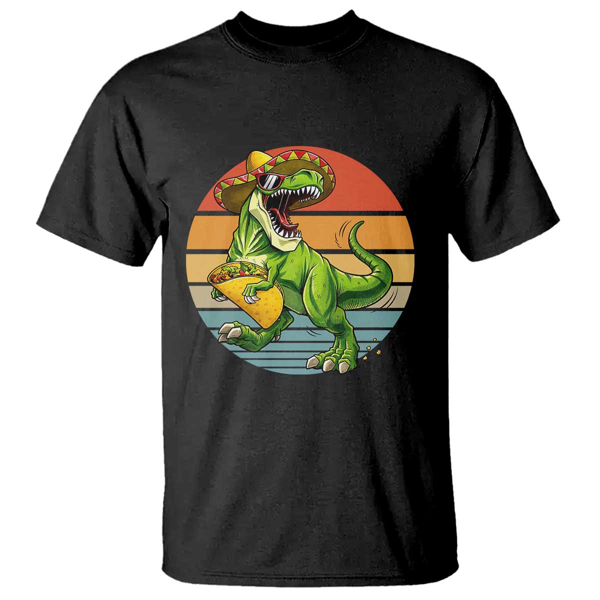 Vintage Dinosaur Taco Lover T Shirt Cinco De Mayo Gift TS12 Black Print Your Wear