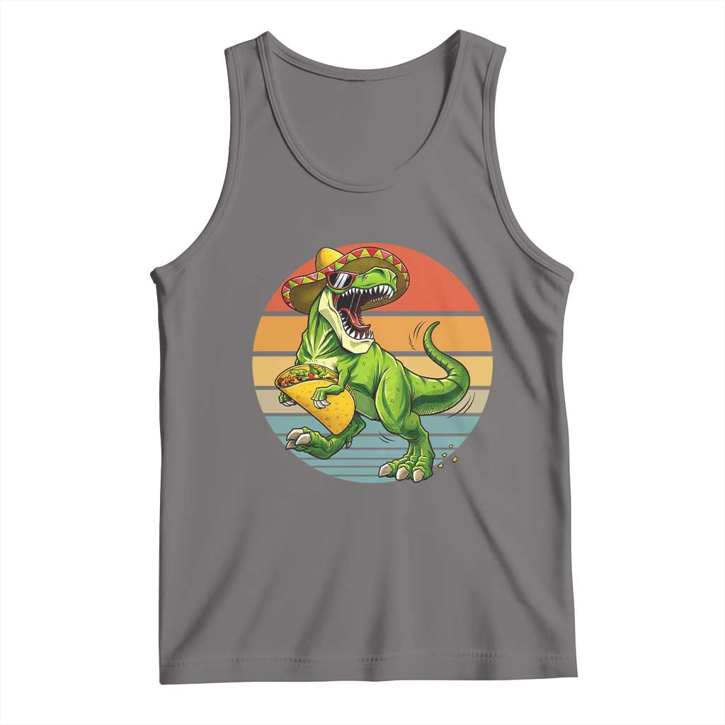 Vintage Dinosaur Taco Lover Tank Top Cinco De Mayo Gift TS12 Deep Heather Print Your Wear