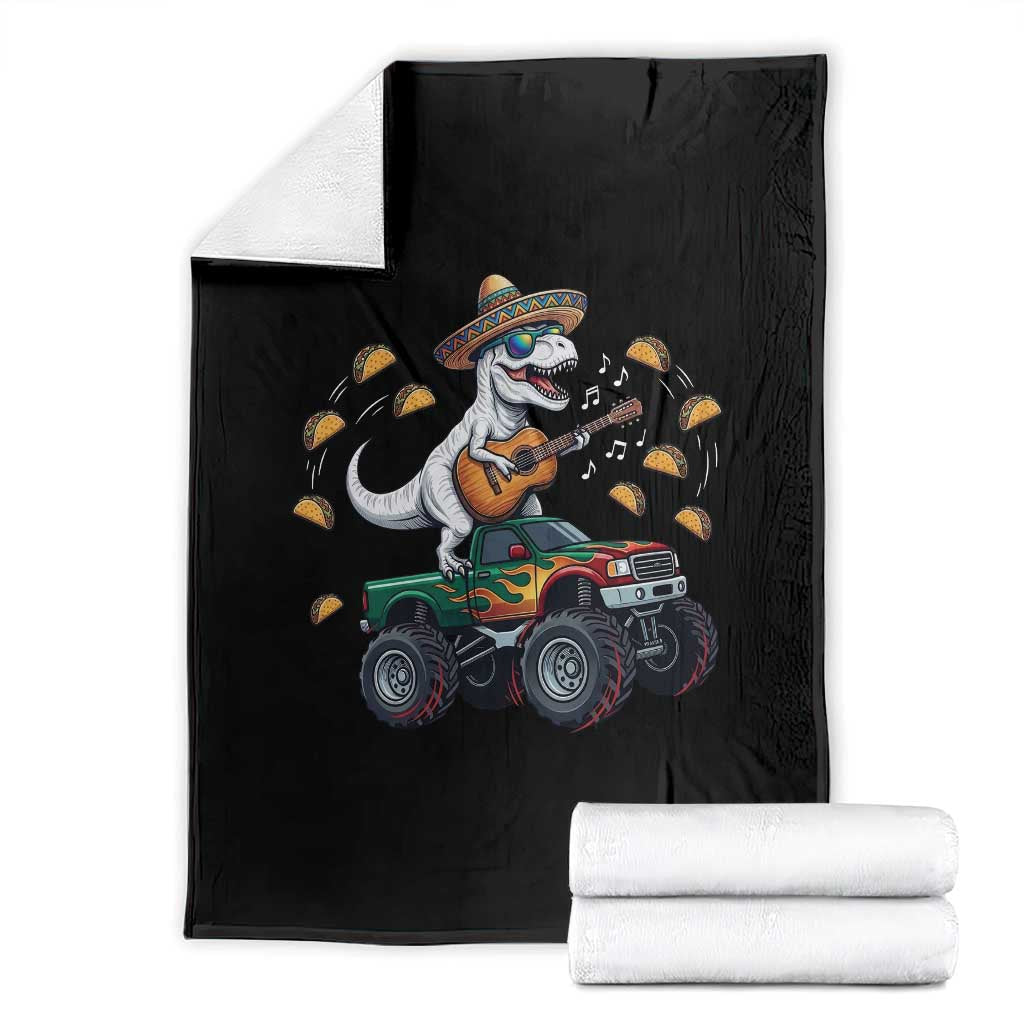 Funny Cinco De Mayo Dinosaur Monster Truck Throw Blanket Taco Lover Gift TS12 Black Print Your Wear