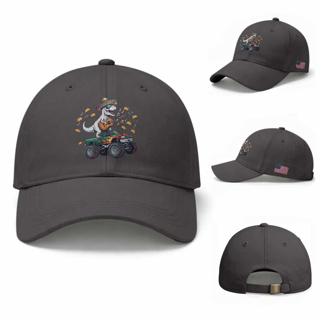 Funny Cinco De Mayo Dinosaur Monster Truck Baseball Cap Taco Lover Gift TS12 Baseball Cap Universal Fit Dark Gray Print Your Wear