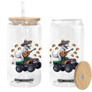 Funny Cinco De Mayo Dinosaur Monster Truck Glass Can Taco Lover Gift TS12 Print Your Wear