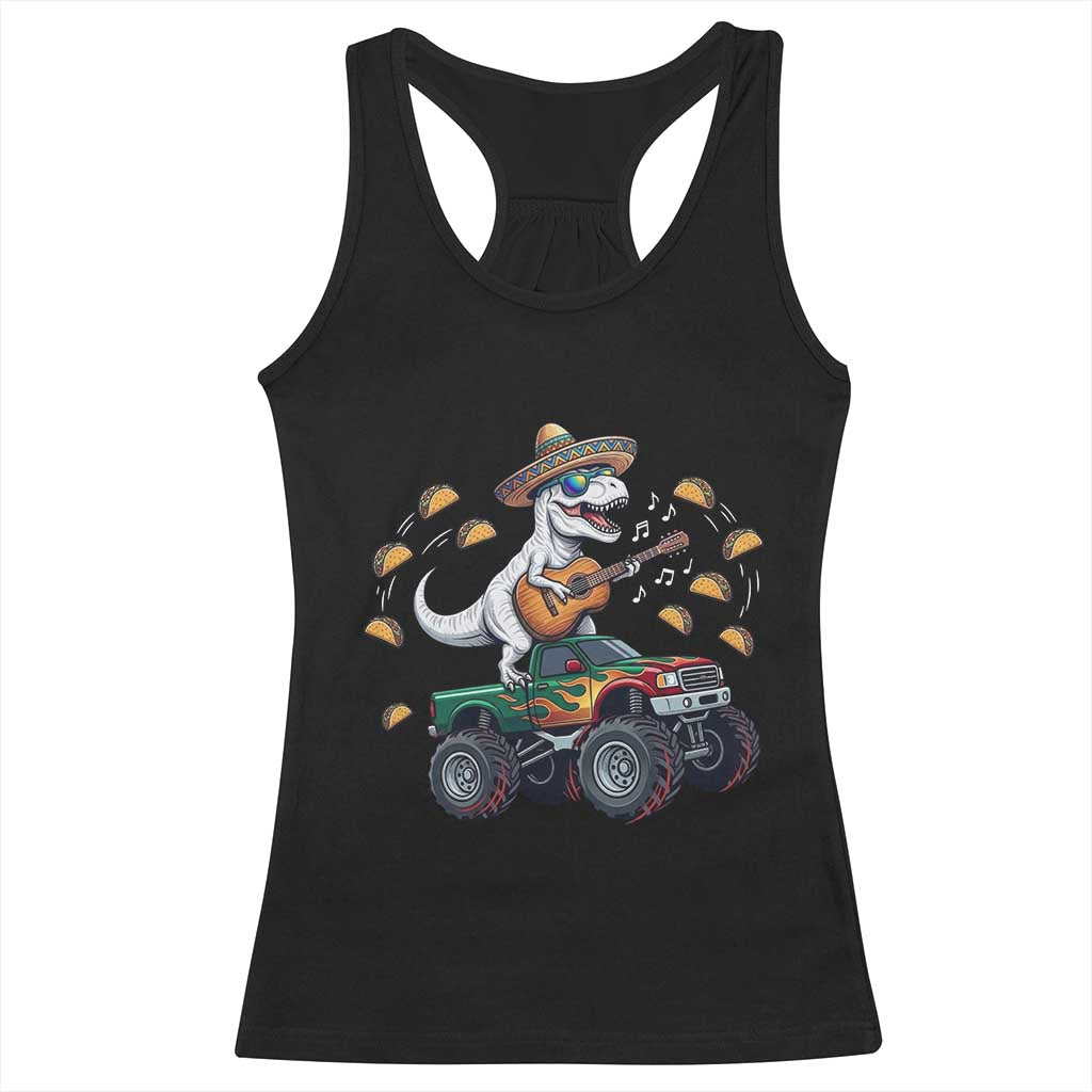 Funny Cinco De Mayo Dinosaur Monster Truck Racerback Tank Top Taco Lover Gift TS12 Black Print Your Wear