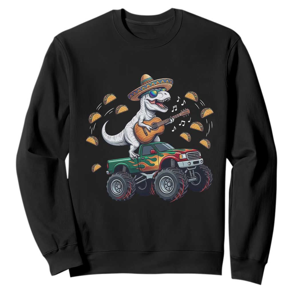 Funny Cinco De Mayo Dinosaur Monster Truck Sweatshirt Taco Lover Gift TS12 Black Print Your Wear