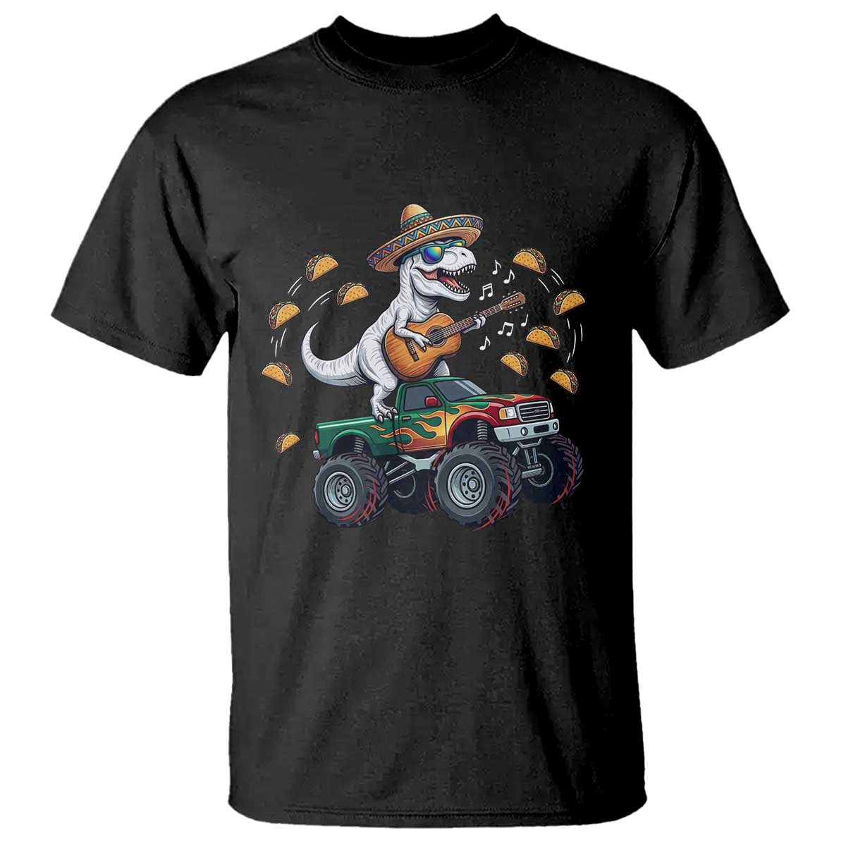 Funny Cinco De Mayo Dinosaur Monster Truck T Shirt Taco Lover Gift TS12 Black Print Your Wear