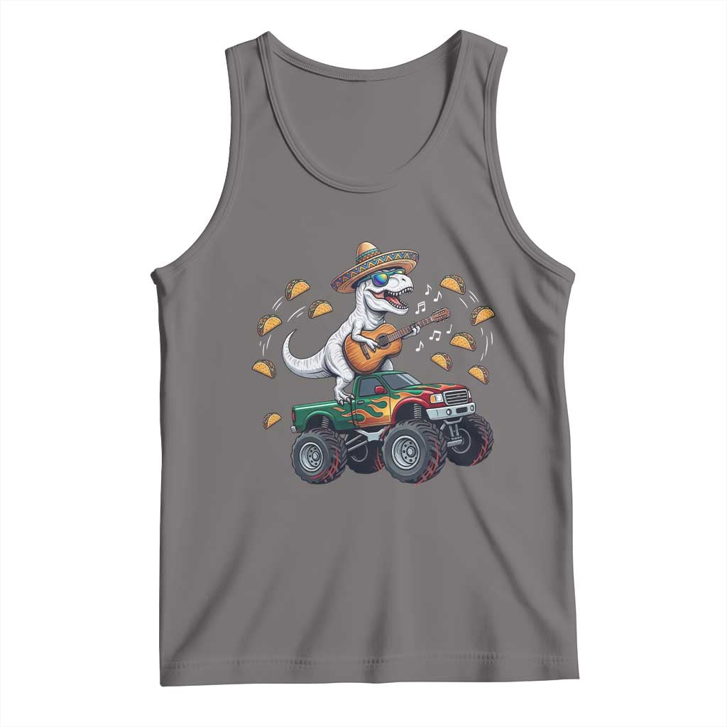 Funny Cinco De Mayo Dinosaur Monster Truck Tank Top Taco Lover Gift TS12 Deep Heather Print Your Wear