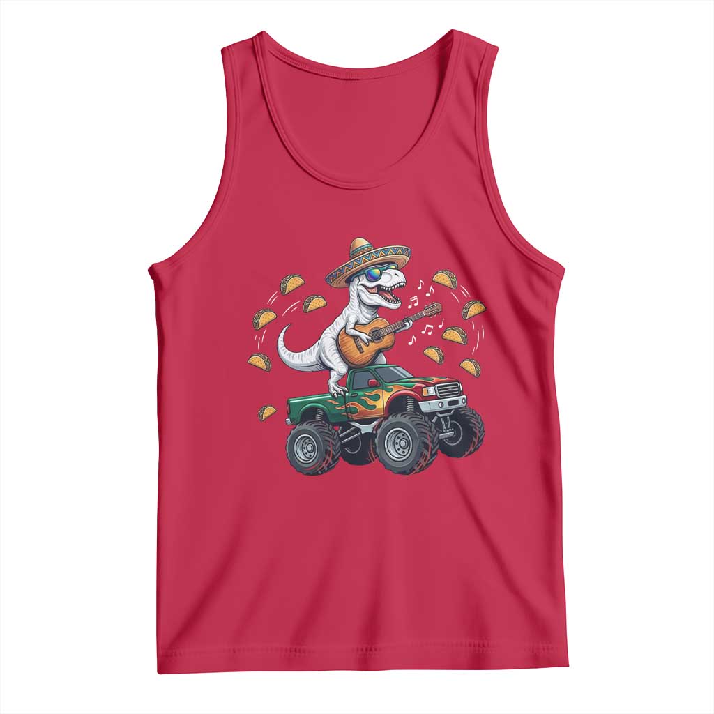 Funny Cinco De Mayo Dinosaur Monster Truck Tank Top Taco Lover Gift TS12 Red Print Your Wear