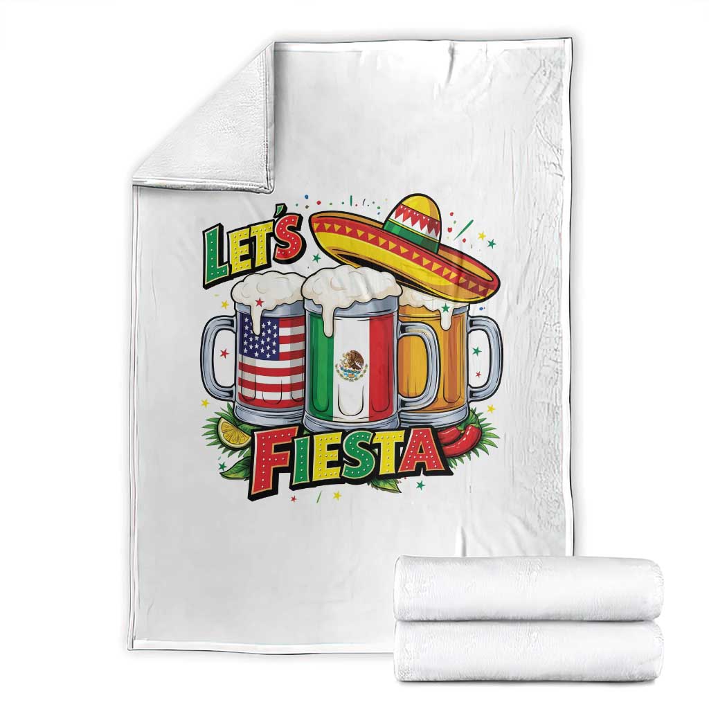 Funny Beer Drinking Cinco De Mayo Party Gift Throw Blanket Lets Fiesta TS12 White Print Your Wear