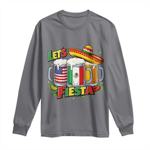 Funny Beer Drinking Cinco De Mayo Party Gift Long Sleeve Shirt Lets Fiesta TS12 Charcoal Print Your Wear