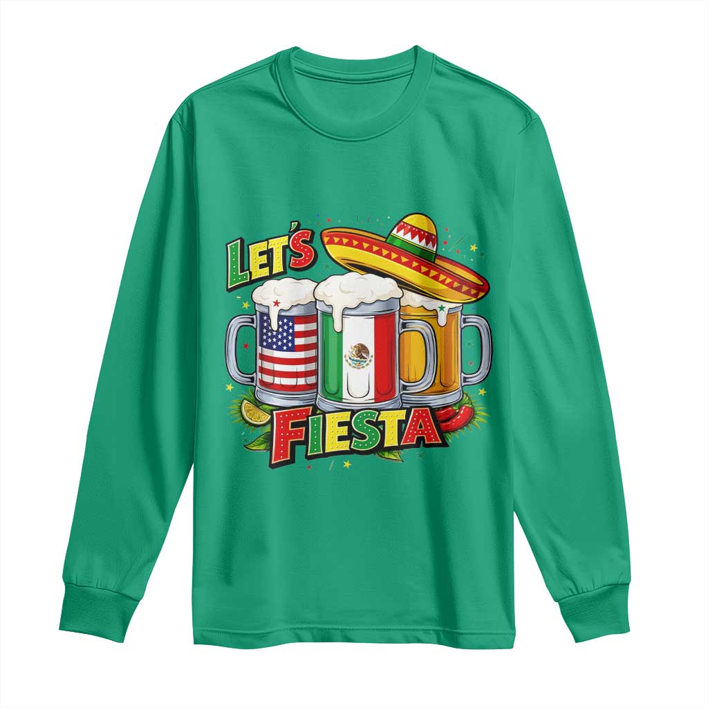 Funny Beer Drinking Cinco De Mayo Party Gift Long Sleeve Shirt Lets Fiesta TS12 Irish Green Print Your Wear