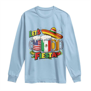 Funny Beer Drinking Cinco De Mayo Party Gift Long Sleeve Shirt Lets Fiesta TS12 Light Blue Print Your Wear