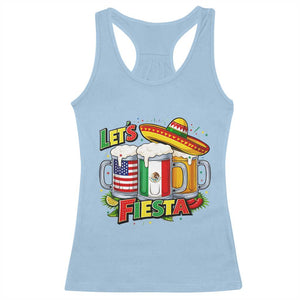 Funny Beer Drinking Cinco De Mayo Party Gift Racerback Tank Top Lets Fiesta TS12 Light Blue Print Your Wear