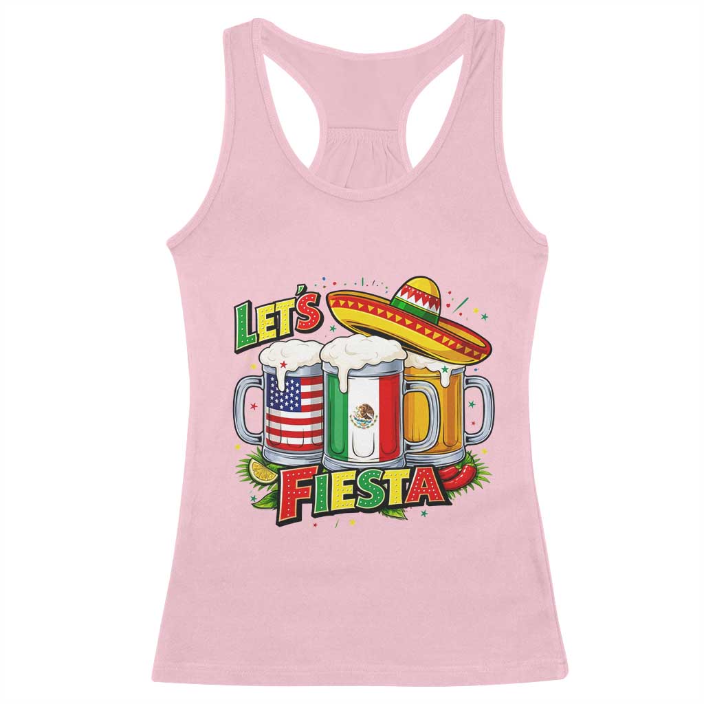 Funny Beer Drinking Cinco De Mayo Party Gift Racerback Tank Top Lets Fiesta TS12 Light Pink Print Your Wear