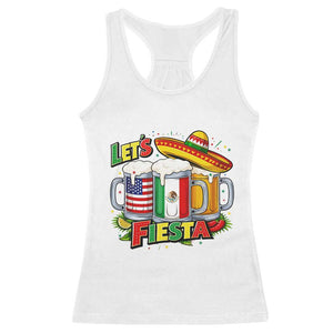 Funny Beer Drinking Cinco De Mayo Party Gift Racerback Tank Top Lets Fiesta TS12 White Print Your Wear