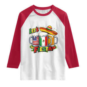 Funny Beer Drinking Cinco De Mayo Party Gift Raglan Shirt Lets Fiesta TS12 White Red Print Your Wear
