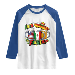 Funny Beer Drinking Cinco De Mayo Party Gift Raglan Shirt Lets Fiesta TS12 White Royal Print Your Wear