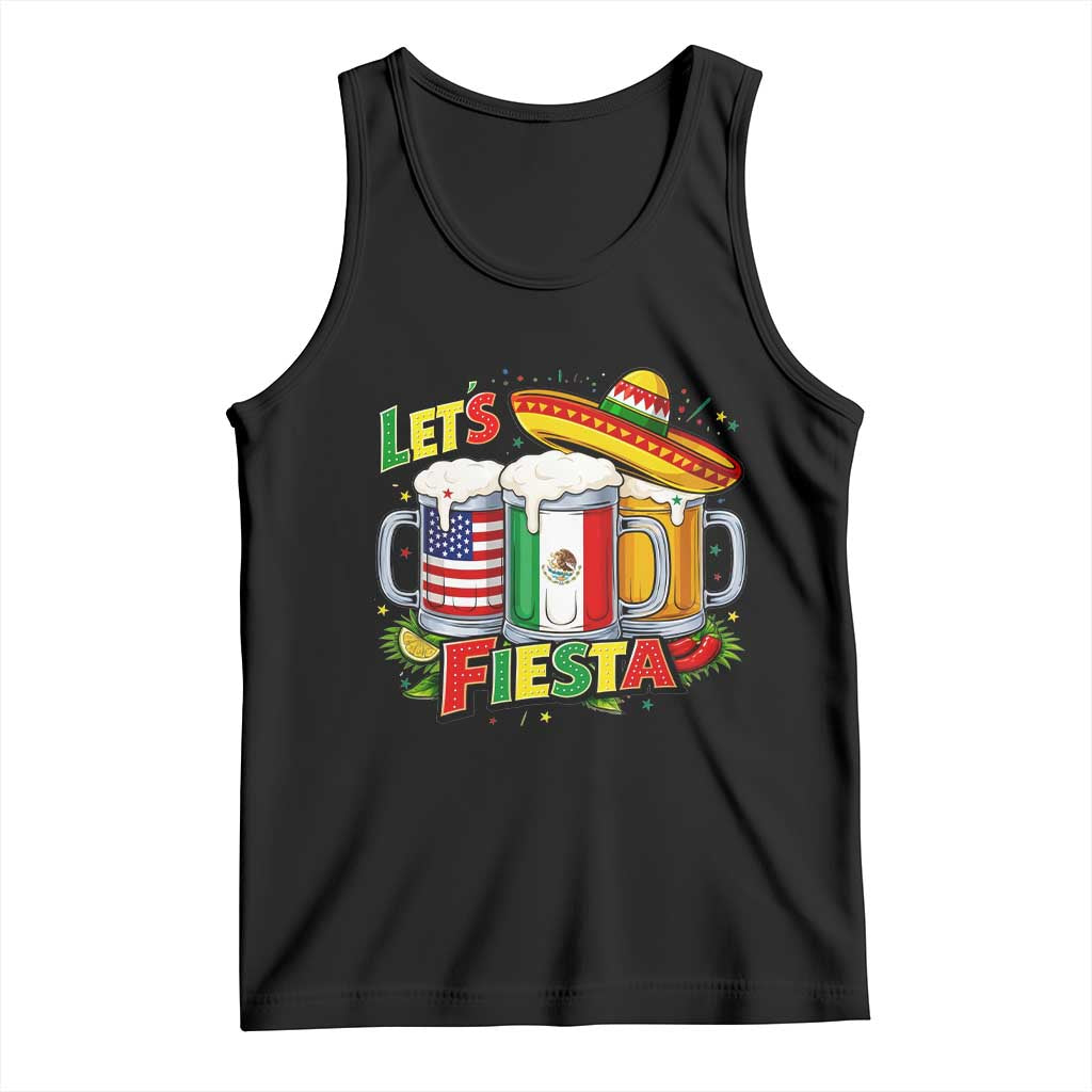 Funny Beer Drinking Cinco De Mayo Party Gift Tank Top Lets Fiesta TS12 Black Print Your Wear