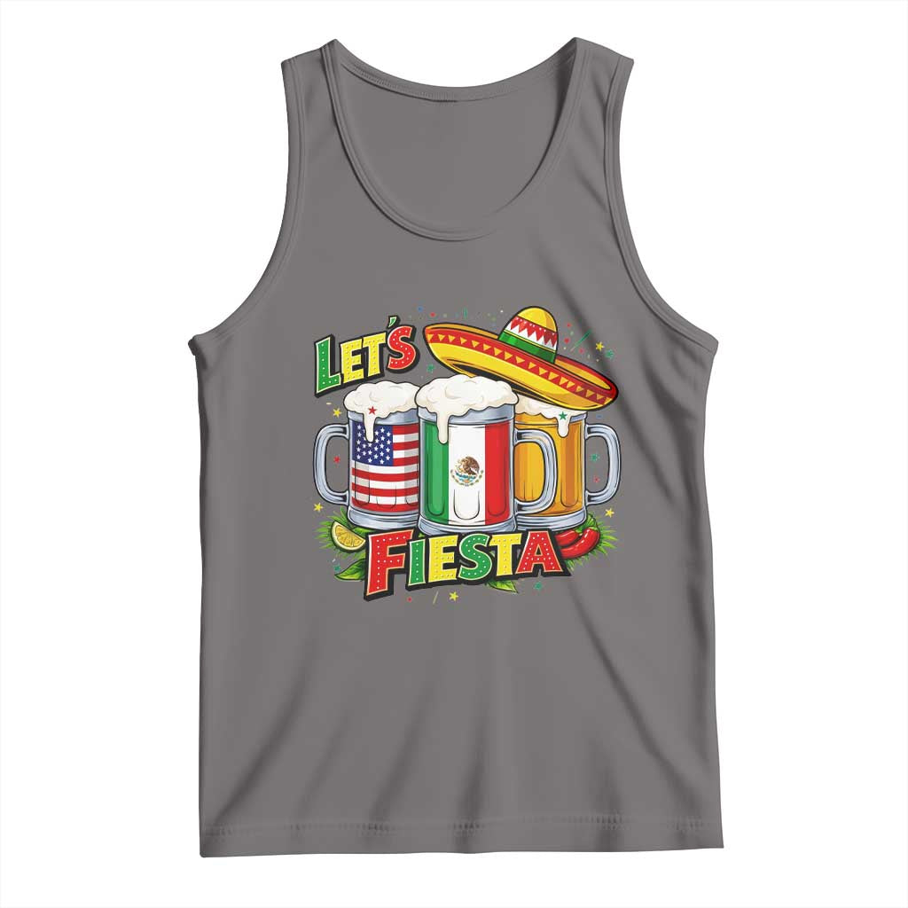 Funny Beer Drinking Cinco De Mayo Party Gift Tank Top Lets Fiesta TS12 Deep Heather Print Your Wear