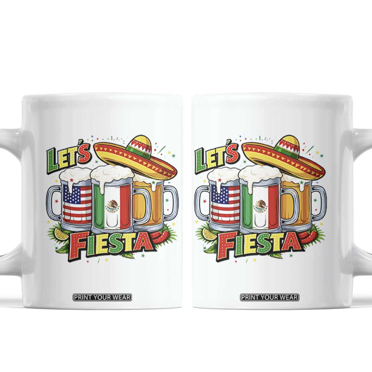 Funny Beer Drinking Cinco De Mayo Party Gift Coffee Mug Lets Fiesta TS12 White Print Your Wear