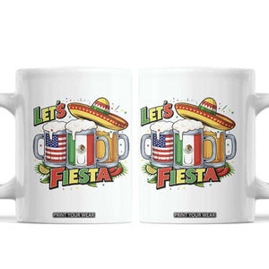 Funny Beer Drinking Cinco De Mayo Party Gift Coffee Mug Lets Fiesta TS12 White Print Your Wear
