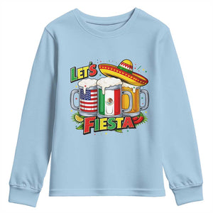 Funny Beer Drinking Cinco De Mayo Party Gift Youth Sweatshirt Lets Fiesta TS12 Light Blue Print Your Wear