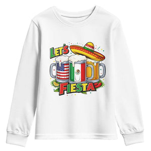 Funny Beer Drinking Cinco De Mayo Party Gift Youth Sweatshirt Lets Fiesta TS12 White Print Your Wear