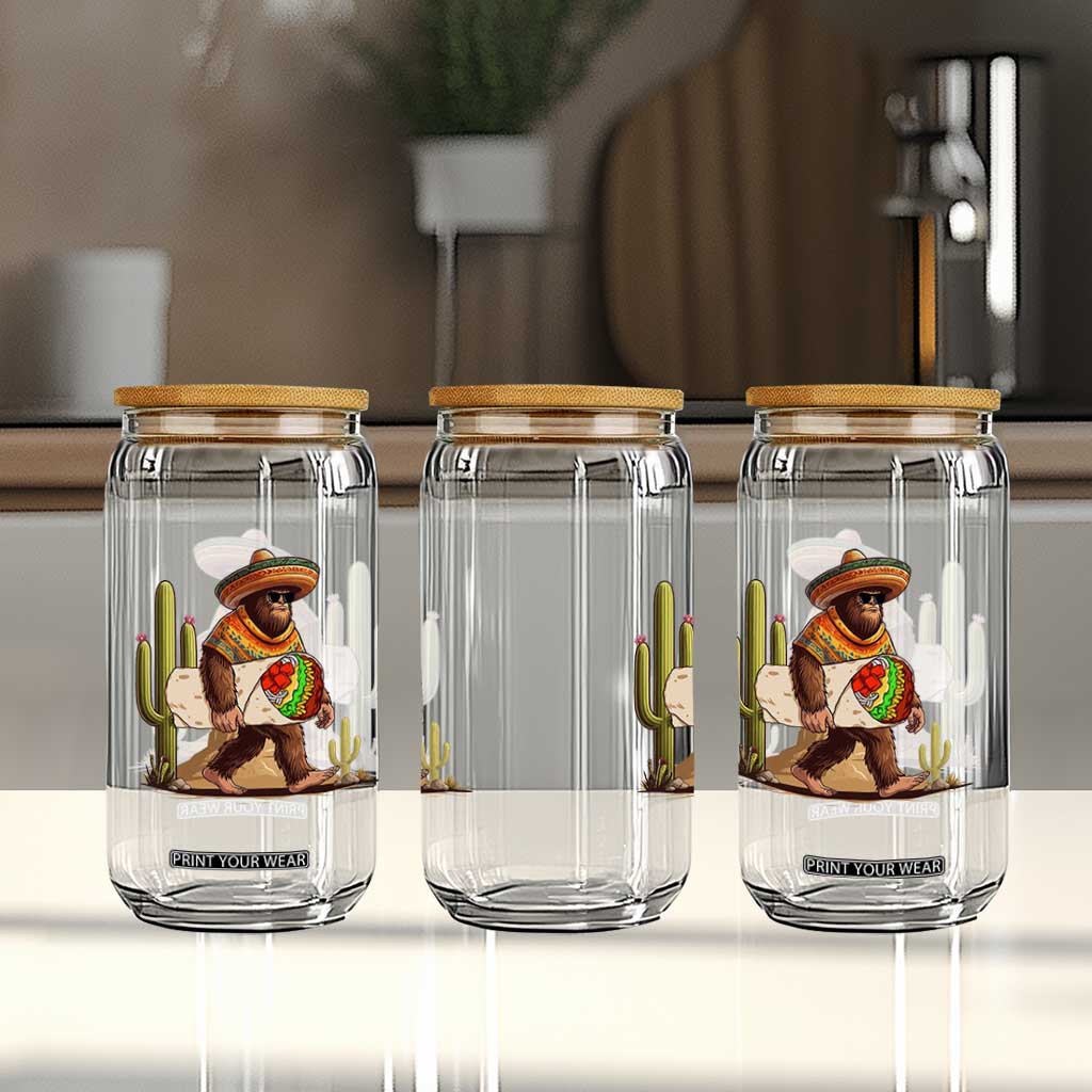 Funny Cinco De Mayo Bigfoot Burrito Lover Gift Glass Can TS12 Print Your Wear