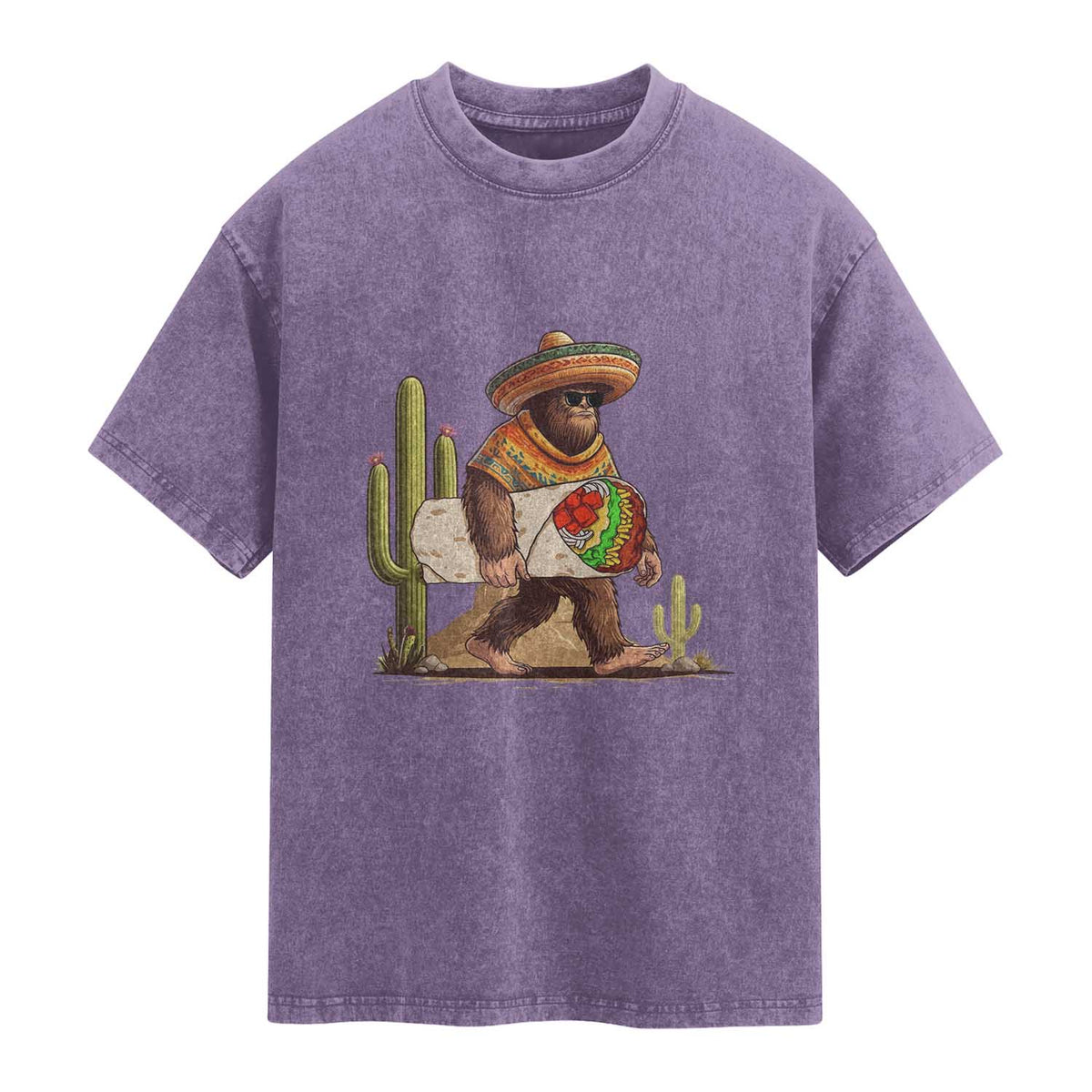 Funny Cinco De Mayo Bigfoot Burrito Lover Gift Washed Cotton T-Shirt