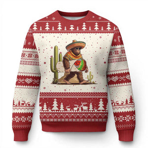 Funny Cinco De Mayo Bigfoot Burrito Lover Gift Ugly Christmas Sweater TS12 Beige Red Print Your Wear