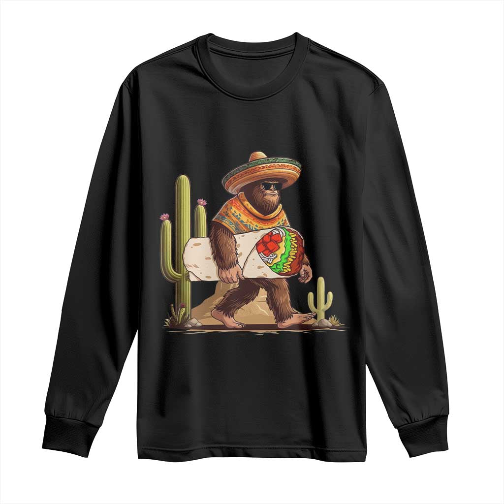 Funny Cinco De Mayo Bigfoot Burrito Lover Gift Long Sleeve Shirt TS12 Black Print Your Wear