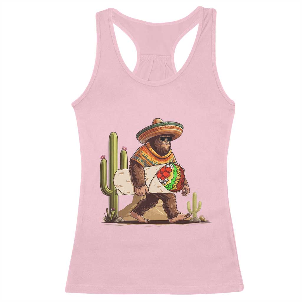Funny Cinco De Mayo Bigfoot Burrito Lover Gift Racerback Tank Top TS12 Light Pink Print Your Wear